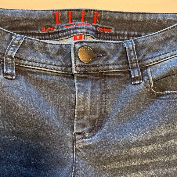 Elle Womens Mid Rise Skinny Jeans Size 2 Dark Wash Blue Denim Stretch Cotton - Picture 3 of 9